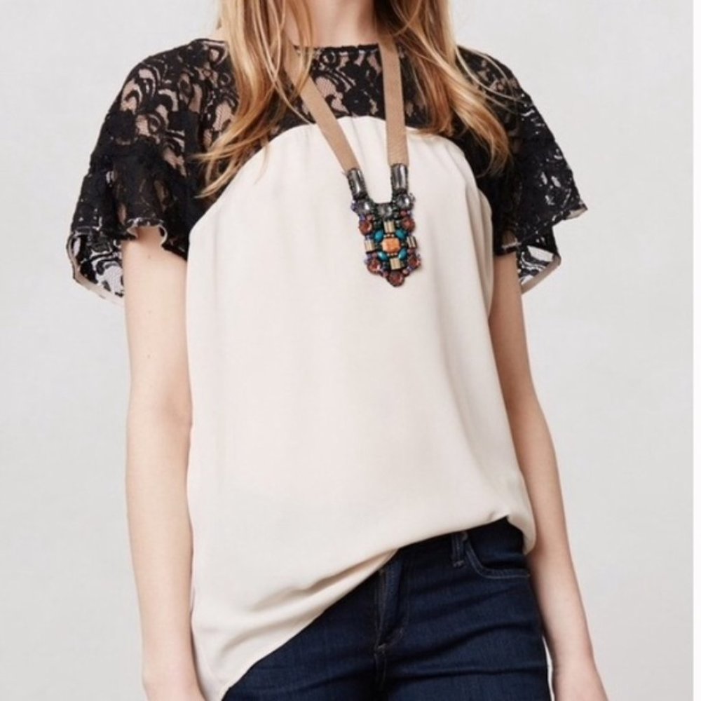 👚Anthropologie, Blush & Lace Top, M